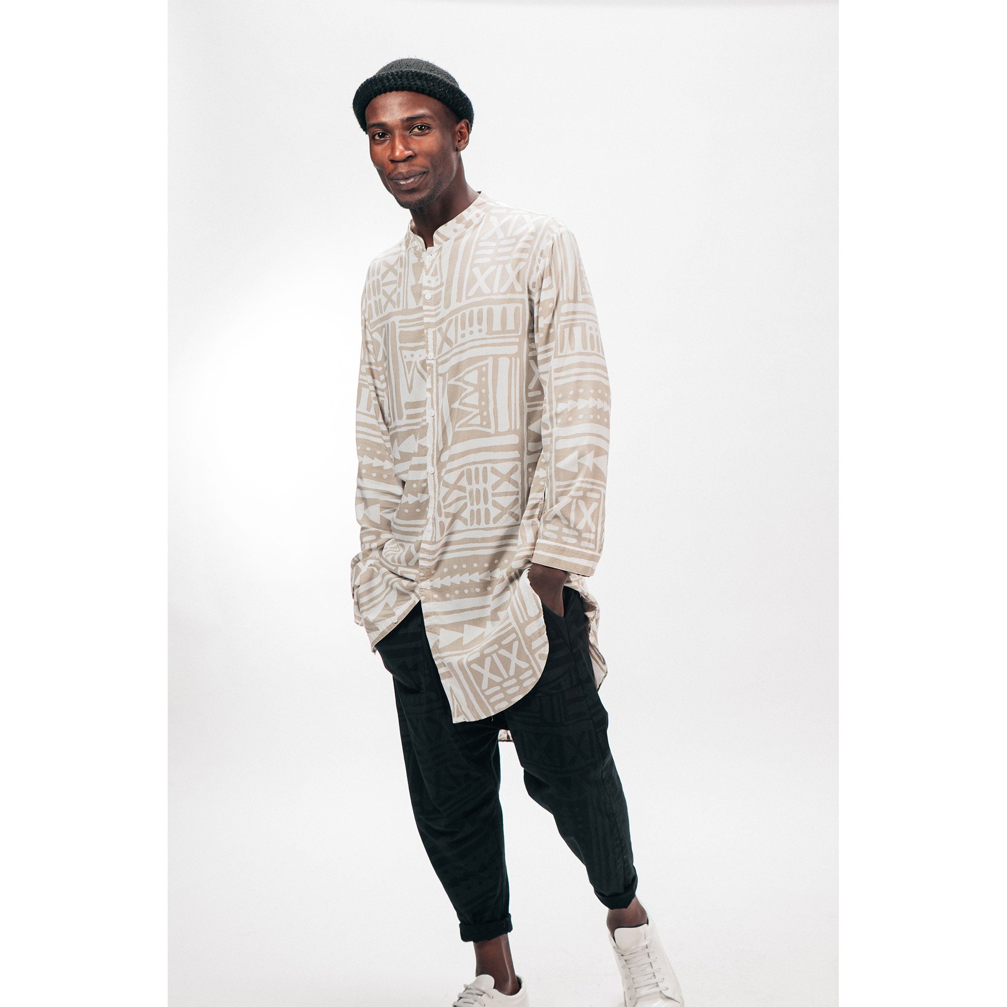 Mens-Button-Up-Tunic-X-TRiBE-
