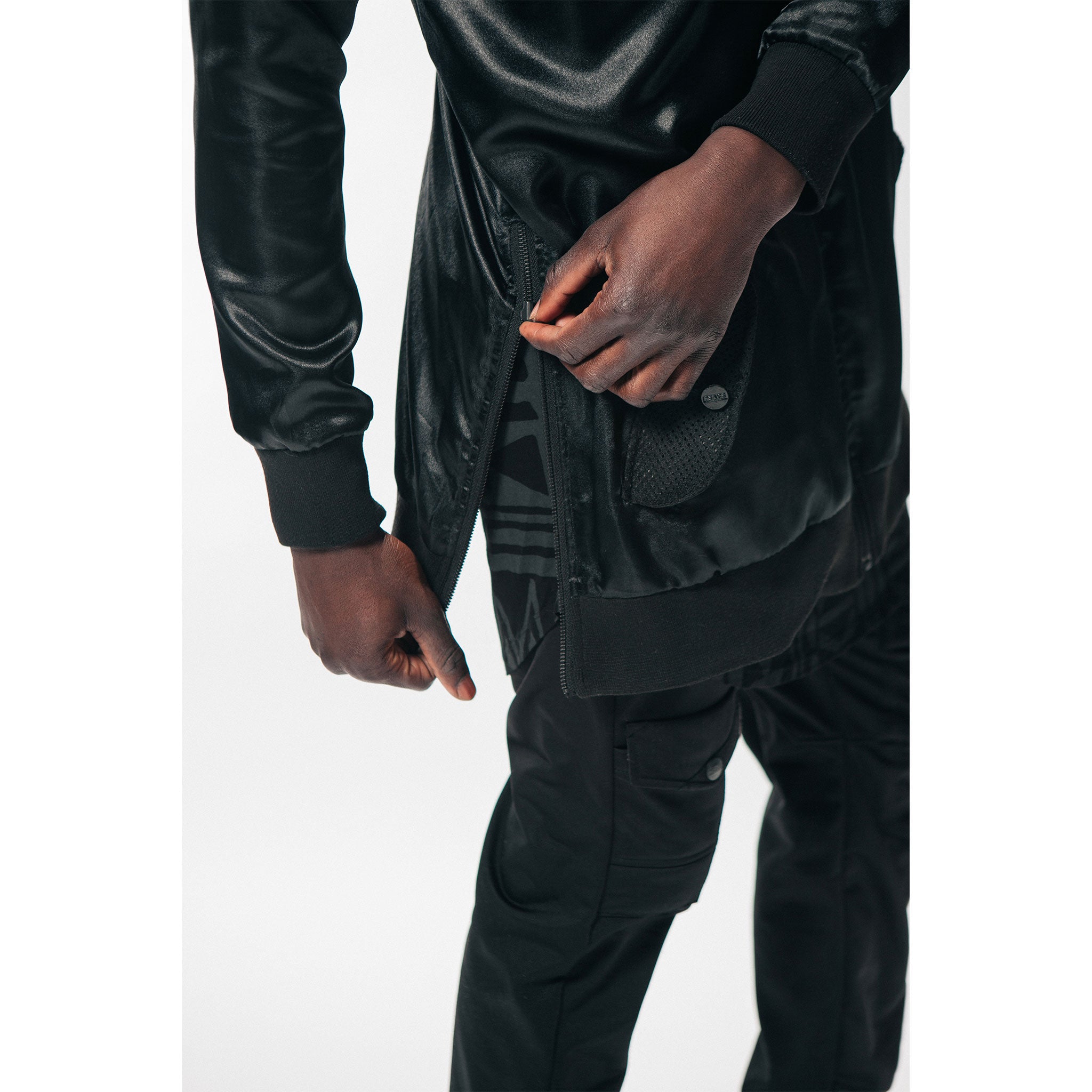 LONGLINE REVERSIBLE SATIN/MESH BOMBER | PEACE FITS